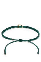 18K YG Oula Diamond XS Letter Green Fabric Bracelet - T:Yellow Gold:One Size